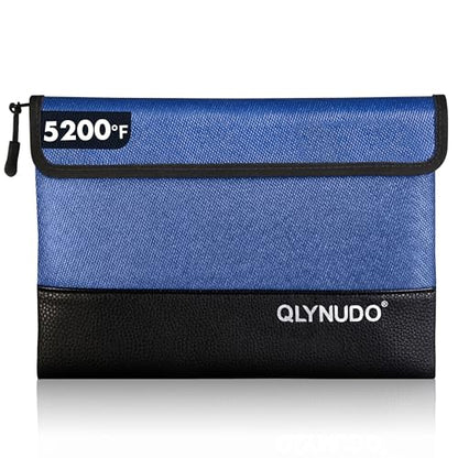 Small Fireproof Money Pouch for Cash with Zipper Bank Bag - color: Blue, size: Medium