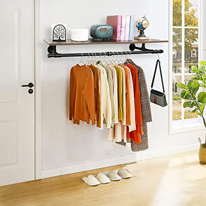 48'' Wall Mounted Clothes Rack Iron Industrial Pipe Clothes Rod with Top Shelf Pipe Rack (Wood Plank Not Included) - size: 48'' 1 Pcs (NOT included wood planks)