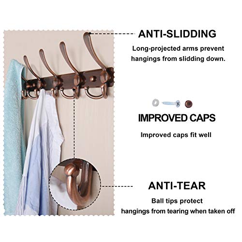 Dseap Coat Rack Wall Mounted - 5 Tri Hooks, Heavy Duty, Stainless Steel, Metal Coat Hook Rail for Coat Hat Towel Purse Robes Mudroom Bathroom Entryway,Chromed - color: Chrome Finish, size: L=16" (1 Pcs)