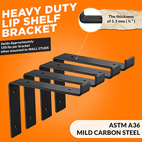 BATODA 8" Z Shelf Brackets with Lip for 7.25" Boards, Heavy Duty, Pack of 6 - size: 7.25 Inch