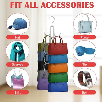 2 Pack Purse Hanger for Closet: Collapsible Metal Purse Organizer