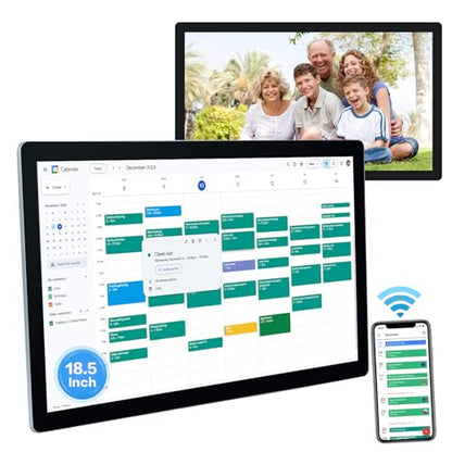 15.6 to 27 inch Touchscreen Digital Calendar & Wall Planners, Smart Whiteboard Calendar for Chore Chart & Work Schedule, Built in Speakers and Camera, Include Wall Mount & Desk Stand (18.5-inch) - size: 18.5-inch