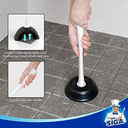 MR.SIGA Toilet Plunger and Brush Combo for Toilet Cleaning, White, 2 Set - color: White, size: 6.3 x 8.2 x 18.1 inch