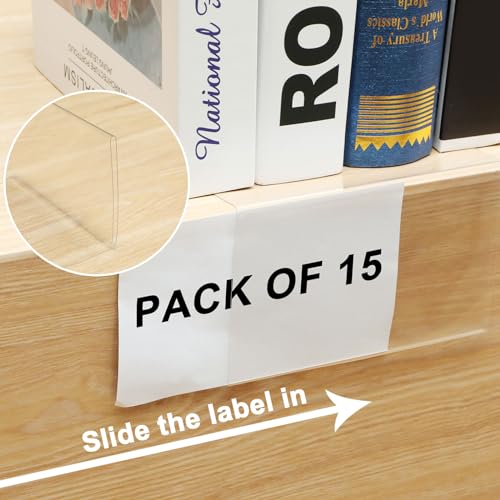 Containlol 15 Pcs Moveable Shelf Label Holder for Library, 3.6 x 2.4 Inch - size: 3.6 x 2.4 Inch