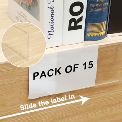 Containlol 15 Pcs Moveable Shelf Label Holder for Library, 3.6 x 2.4 Inch - size: 3.6 x 2.4 Inch