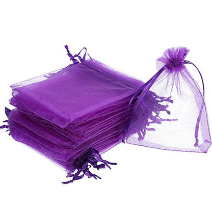 Mudder 50 Pack Organza Gift Bags Wedding Party Favor Bags Jewelry Pouches Wrap, 4 x 4.72 Inches (Dark Purple) - color: Dark Purple