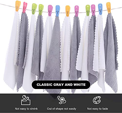 MOONQUEEN 30 Pack Microfiber Face Towel - Premium Soft Makeup Remover Cloths (White-Grey, 30 Pack) - color: White-grey, size: 12x12 Inch (Pack of 30)