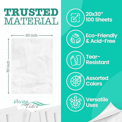 Tissue Paper for Gift Bags - 100 Sheets 14x20in Wrapping Paper, White - color: White, size: 100 Count, 14 x 20 in