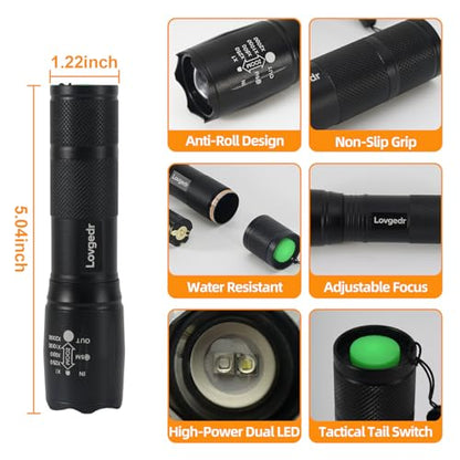 6 Pack 2-in-1 Dual Light LED Flashlight, White & UV Black Light, High Lumens LED Torch, Portable Flashlight for Pet Urine Detection, Resin Curing, Leak Detection, Camping, Inspection & Emergency