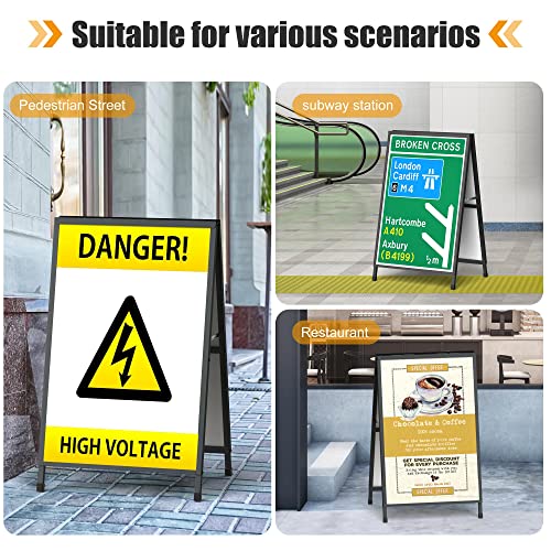 Relx 24x36 Inch Double-Sided A-Frame Sign, Heavy-Duty Folding Sandwich Boards, Metal Slide-In Sidewalk Signs for Outdoor Advertising Posters Frame Only (2 Boards Not Included)