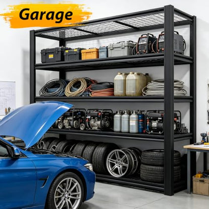 5000LBS 5-Tier Heavy Duty Garage Shelving, 84.01" H x 62.01" W x 24.01" D Adjustable Boltless Metal Storage Rack, Black Industrial Shelving Unit for Warehouse, Basement, Pantry - size: 84.01"H x 62.01"W x 24.01"D