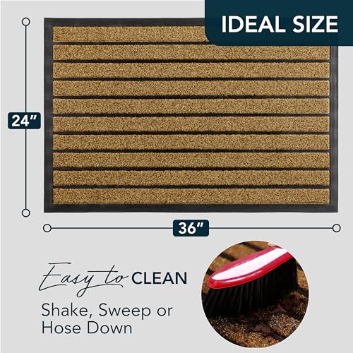 ubdyo Extra Durable Door Mat Outside Entrance (36" x 24", Bright Brown) - color: Bright Brown, size: 36" x 24" (Rectangular)