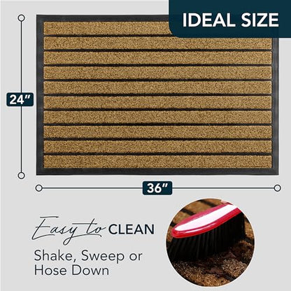 ubdyo Extra Durable Door Mat Outside Entrance (36" x 24", Bright Brown) - color: Bright Brown, size: 36" x 24" (Rectangular)
