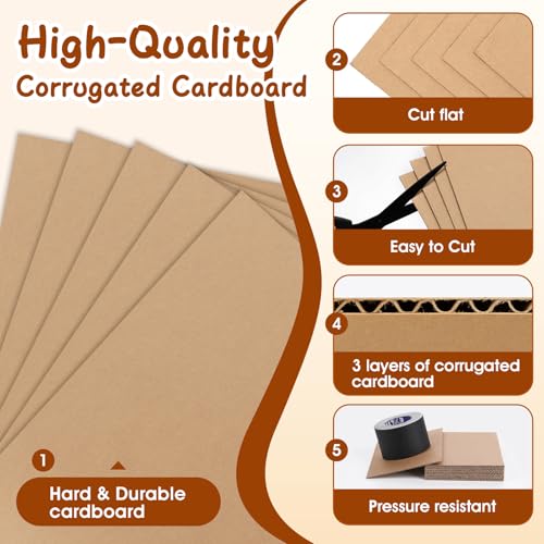 50 Pack 4x6 Corrugated Cardboard Sheets, Flat Cardboard Paper Inserts for Shipping, Mailing, Packing, DIY Crafts - size: 4x6in-50Pack
