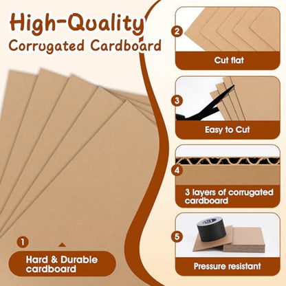 50 Pack 4x6 Corrugated Cardboard Sheets, Flat Cardboard Paper Inserts for Shipping, Mailing, Packing, DIY Crafts - size: 4x6in-50Pack