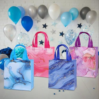 Piqiya 12pcs Marble Non-woven Gift Bags with Handle - Medium Reusable Tote Bags, Suitable for Kids & Adults - Birthday, Mothers Day, Fathers Day & Baby Shower - color: Marble, size: 1Count（Pack of 12）