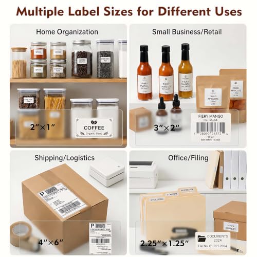 Forc Bluetooth Thermal Shipping Label Printer, 4x6, White - color: White