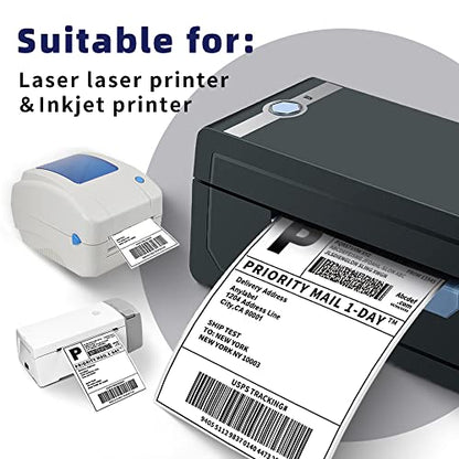 POLYSELLS 2 Stacks 4000pcs 4x6 Direct Thermal Shipping Labels White Perforated Fanfold Lables, 2000 Labels per Stack - Commercial Grade - style: 2 Stacks I 4000 Labels