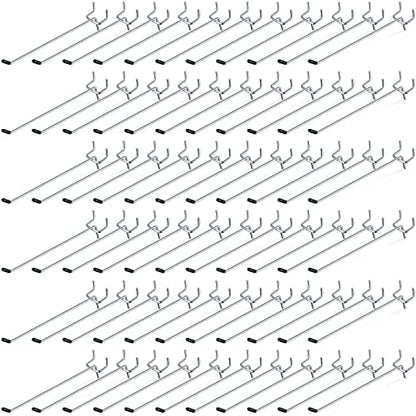 Moxweyeni 6 Inch 100 Pcs Pegboard Hooks Peg Board Stainless Steel Hangers - size: 6 Inch