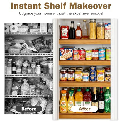 Solid Carbonized Bamboo Wire Shelf Covers for Wire Shelving, Wire Rack Covers for Pantry Shelves, Tool-Free & Snap-On (5pcs, 41" W x 16" D) - size: 41"W x16"D x2.6"H