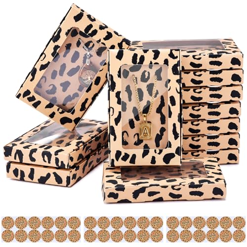 Crtiin 30 Pack Jewelry Gift Boxes Set with Clear Window, Leopard Print - color: Leopard Print
