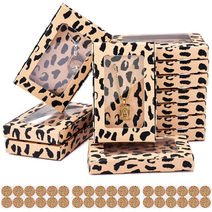 Crtiin 30 Pack Jewelry Gift Boxes Set with Clear Window, Leopard Print - color: Leopard Print