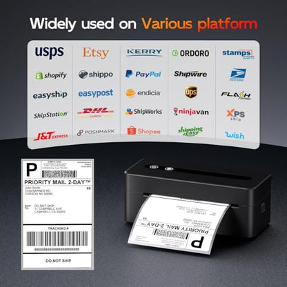 TATTMUSE Bluetooth Thermal Label Printer, 4X6 Shipping Label Printer for Small Business, Thermal Printer Sticker Printer Compatible with Phone, iOS, Android, Windows, Mac, Amazon, Shopify - color: Black