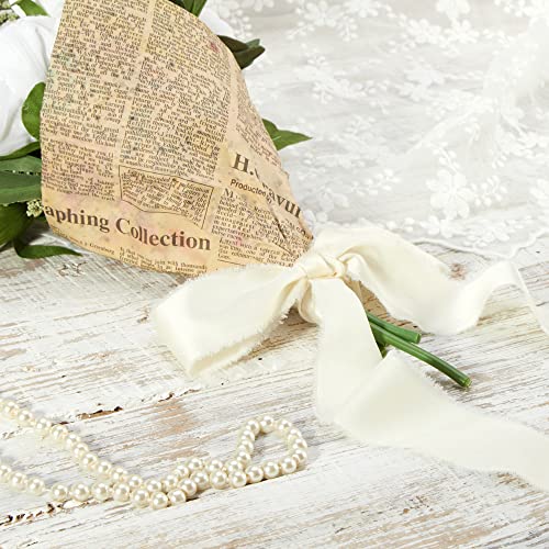 Keypan Ivory White Frayed Satin Chiffon Ribbon, 1.5 Inches, 21 Yards - color: Ivory White