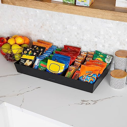 Mind Reader Snack Tray, Countertop Organizer, Snack Tray, Pantry, Breakroom, Kitchen, Black - color: Black
