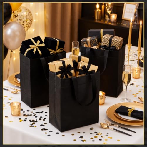 Eccliy 80 Pcs Reusable Gift Bags, Medium, Black - color: Black, size: Medium