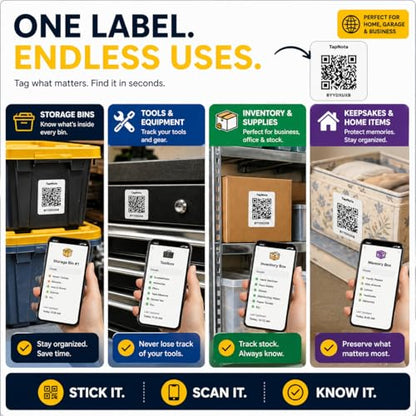 QR Code Storage Bin Labels for Home Inventory (100 Pack)