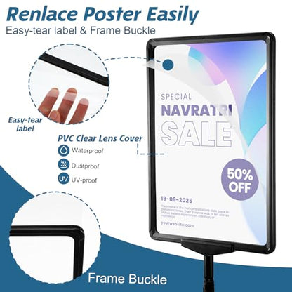 MAQUITA 2 Pcs Sign Holder Stand Flip Open Pedestal Floor Standing, Adjustable Versatile for Display, Easy Replacement for Events and Promotions (8.5x11 Inch )