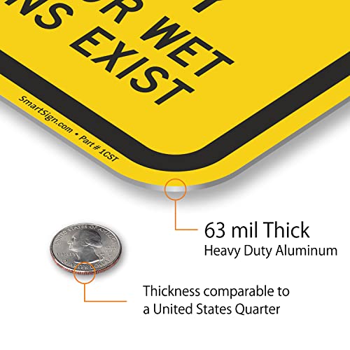 SmartSign-K-2855-EG "Caution - Parking Lot Slippery When Icy Or Wet" Sign | 12" x 18" 3M Engineer Grade Reflective Aluminum - color: 12" x 18" 3M EG Reflective Aluminum