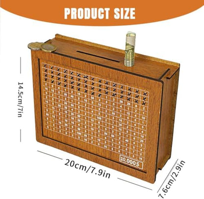 Cash Vault Wooden Savings Box,$10000 Wooden Cash Saver Money Box, Cash Saver Box, Coin Counter Piggy Bank, Money Box with Counter, Wooden Money Box with Money Target and Numbers (Brown) - color: Brown