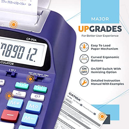CATIGA Printing Calculator with Tape Print Out - 10 Key Adding Machine with Paper Roll, Desktop Electric Calculator for Accounting, Business, Finance, Home Office Use CP90A - color: 4) Purple
