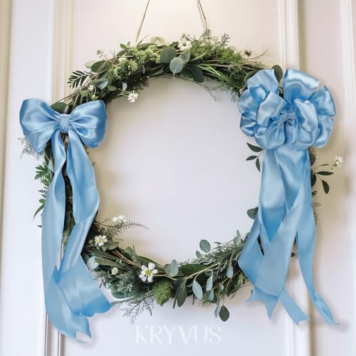 Dusty Blue Satin Wired Ribbon 2.5 Inch x Continuous 10 Yards Luxury - color: Dusty Blue, size: 2-1/2" X 10 Yards