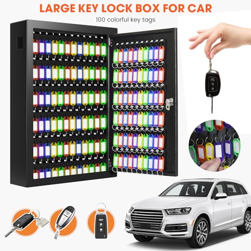 150 Keys Cabinet Organizer Wall Mount with Anti-Theft Deposit Key Slot - color: Black, size: 150 Key Hook