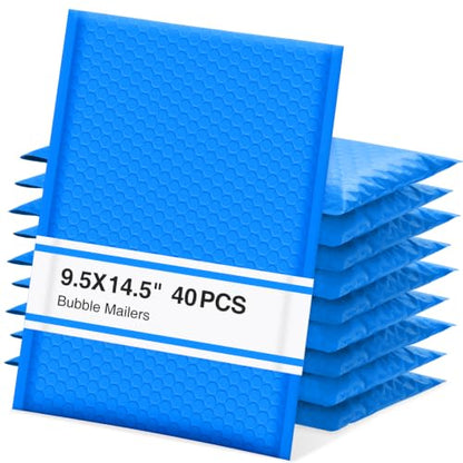 UCGOU Bubble Mailers 9.5x14.5" 40 Pack Usable Size 9.5x13.5" Blue Padded - color: Blue, size: 9.5x14.5" 40PC