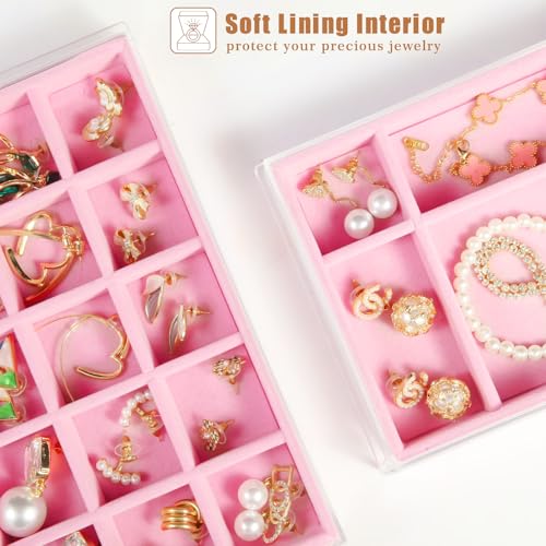 GUOER Earring Organizer, Acrylic Jewelry Box with 5 Drawers for Women, Pink - color: Pink