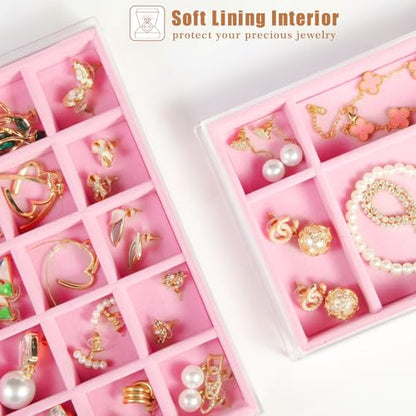 GUOER Earring Organizer, Acrylic Jewelry Box with 5 Drawers for Women, Pink - color: Pink