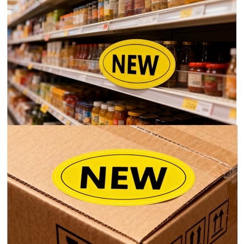 Yellow Oval Inventory Labels,1x2 Inches, 500 Pcs(New) - style: NEW
