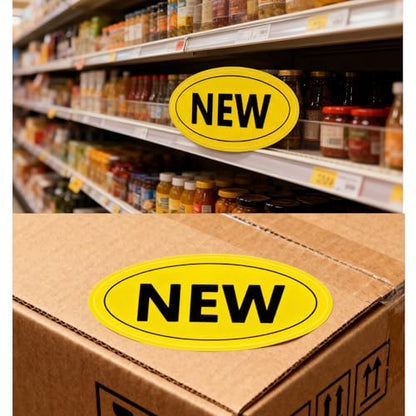 Yellow Oval Inventory Labels,1x2 Inches, 500 Pcs(New) - style: NEW