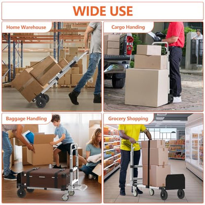 3-in-1 Folding Hand Truck, 500 lb Heavy Duty Steel Dolly - color: Silver