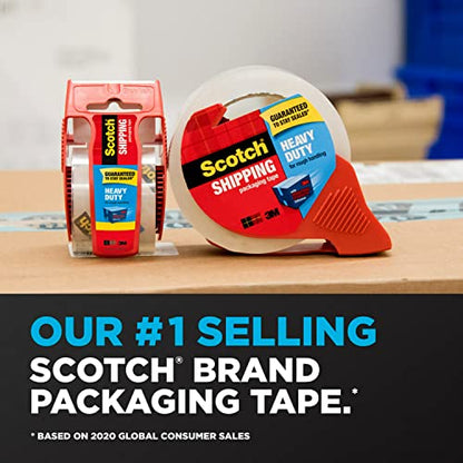 Scotch Heavy Duty Shipping Packing Tape, Clear, Holiday Shipping Supplies, 1.88 in. x 38.2 yd., 3 Rolls - size: 3 Rolls