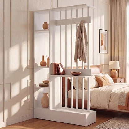Tribesigns Wall Room Divider with Shelves, 71" Freestanding Room Divider - color: White
