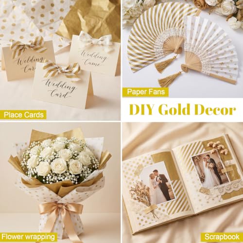 woric 120 Sheets Gold Tissue Paper for Gift Bags 20 x 14 Inch - color: Gold