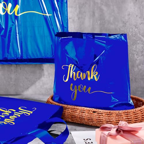 Teling 200 Pcs Thank You Shopping Bags with Handle,Navy Blue - color: Navy Blue