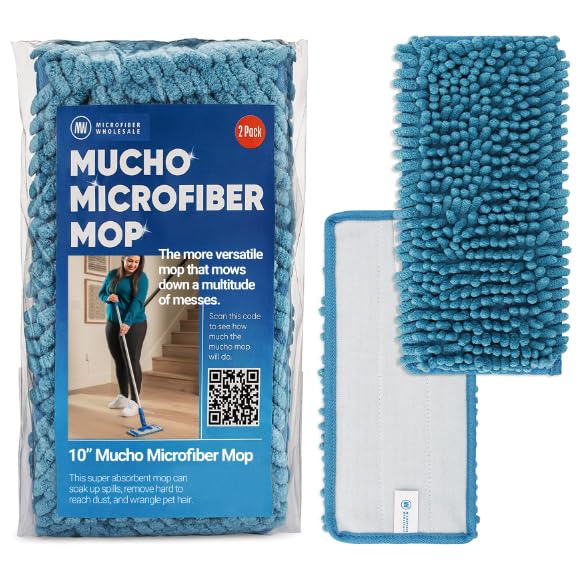 10" Dry & Wet Mucho Mop Pads - Compatible with Swiffer Wet Jet - Replacement Flat Mop Heads - Reusable & Washable Microfiber Pads, 2 Pack - size: 10" Pad