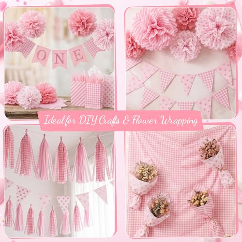 woric 120 Sheets Pink Tissue Paper for Gift Bags 20x14 Inch - color: Metallic Pink