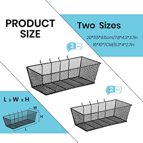 Sieral 4 Pcs Metal Pegboard Baskets Wire Organizer, Small, Medium, Black - color: Black, size: Small, Medium